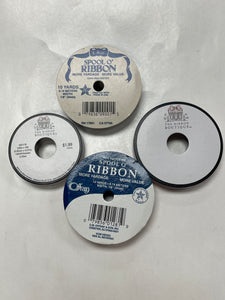 SALE Polyester Grosgrain and Satin Ribbon Bundle - Baby Pink and Blue and Footprints