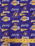 1/2+ YD Nylon Spandex Knit - Los Angeles Lakers Logo on Purple