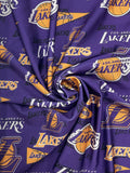 1/2+ YD Nylon Spandex Knit - Los Angeles Lakers Logo on Purple