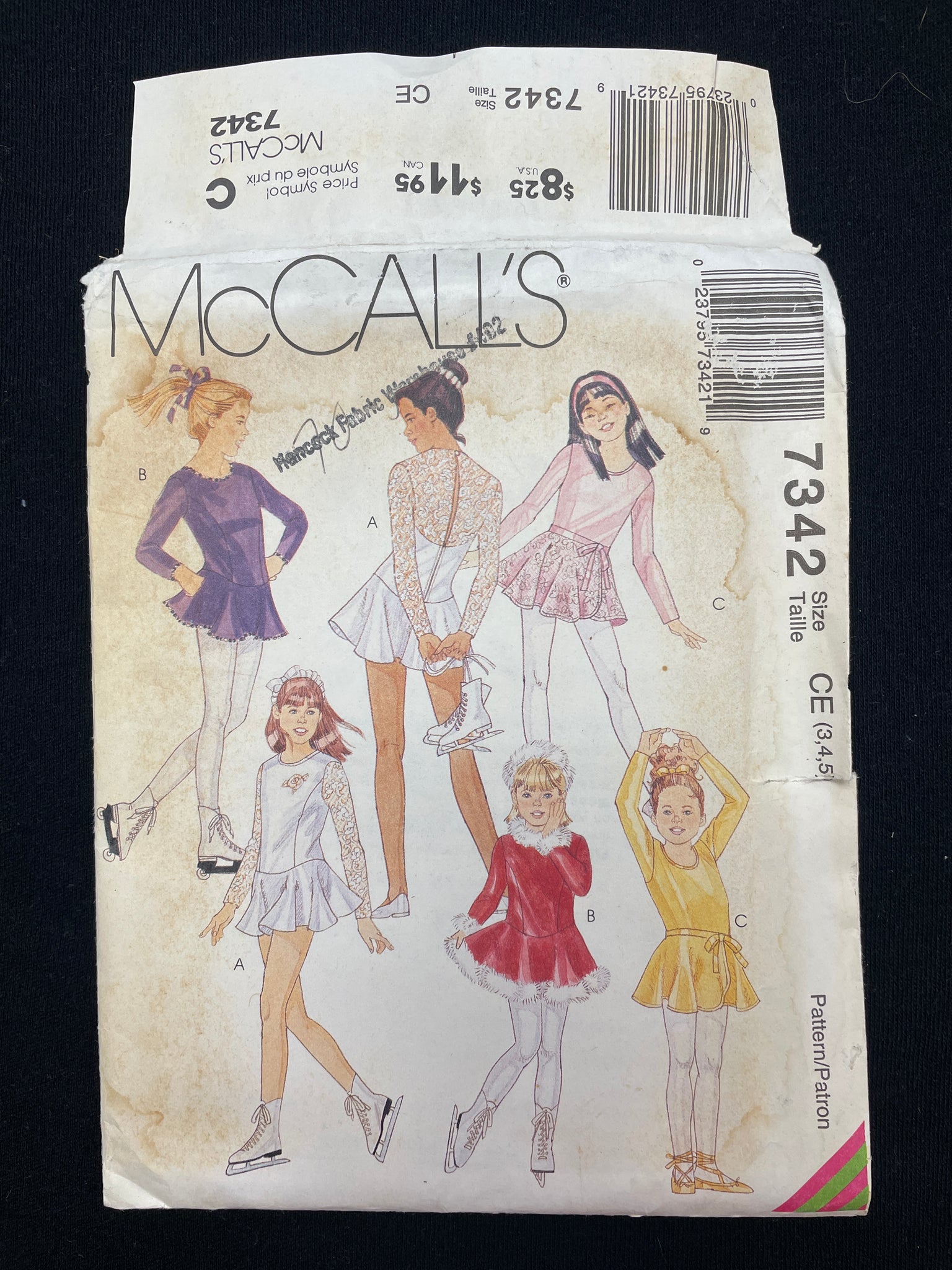 1994 McCall's 7342 Sewing Pattern - Child's Knit Ice Skate or Ballet Costumes FACTORY FOLDED