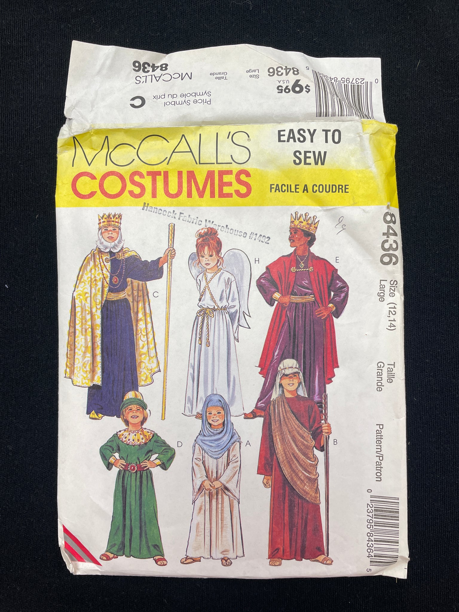 1996 McCall's 8436 Sewing Pattern - Child's Knit Biblical Costumes FACTORY FOLDED
