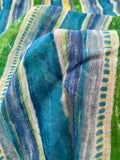 6 YD Cotton Gauze with Printed Stripes Vintage - Turquoise, Yellow and Green
