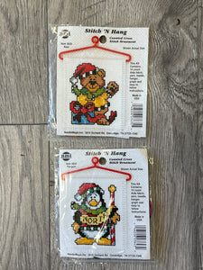 Cross Stitch Kits Bundle of 2 - Teddy Bear and Penguin