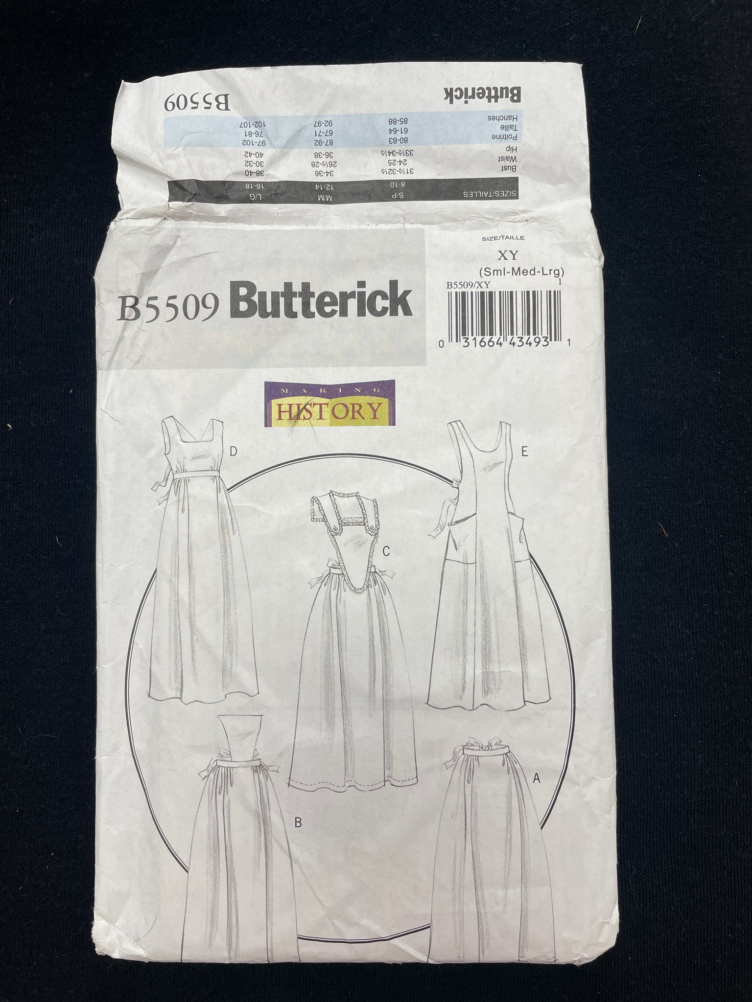 2010 Butterick 5509 Sewing Pattern - Adult Historical Aprons FACTORY FOLDED
