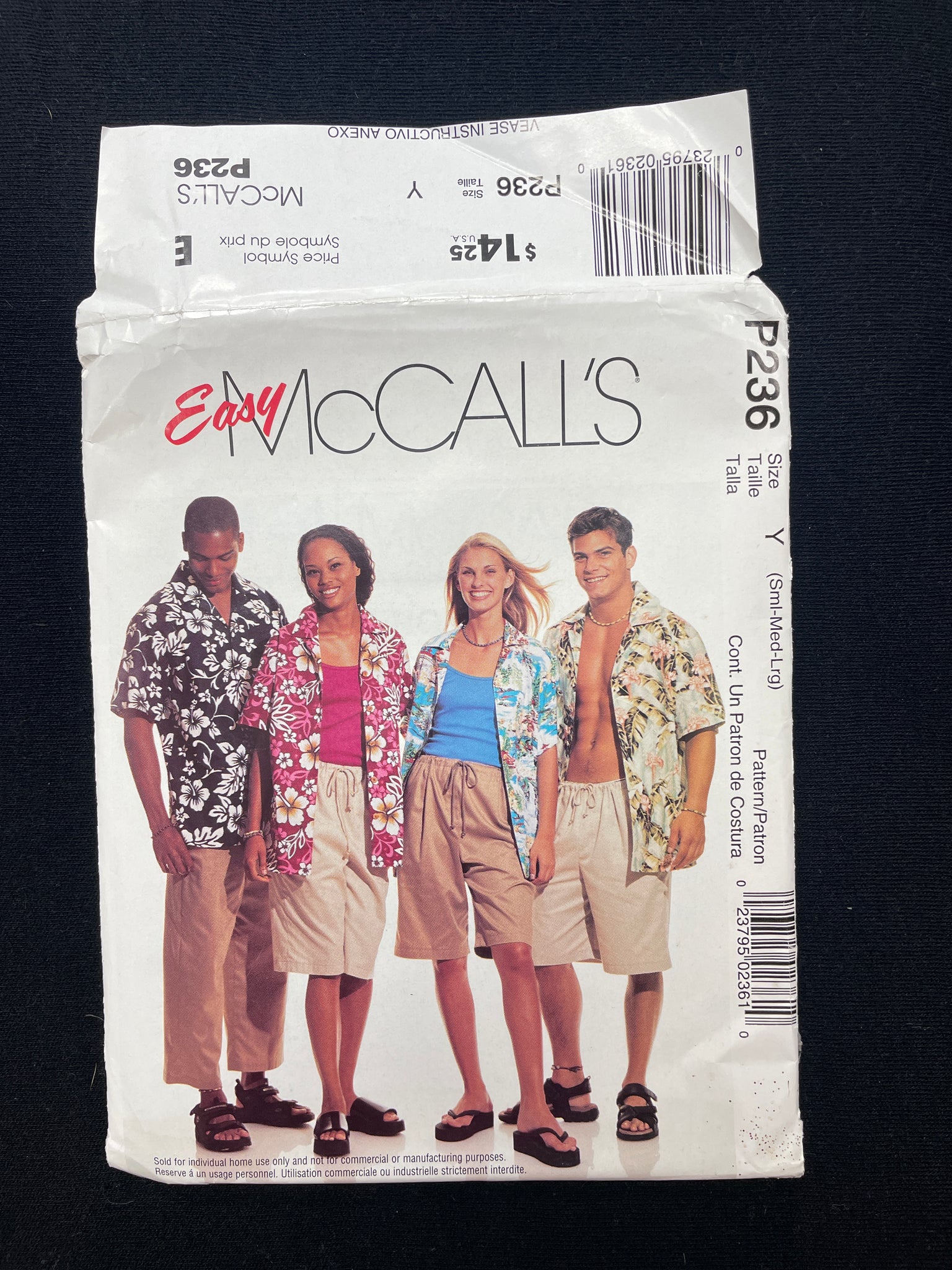 2001 McCall's 236 Sewing Pattern - Junior and Adult Camp Shirt, Pants and Shorts FACTORY FOLDED