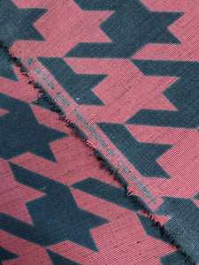 Polyester in Very Large Houndstooth Print Vintage - Maroon and Black