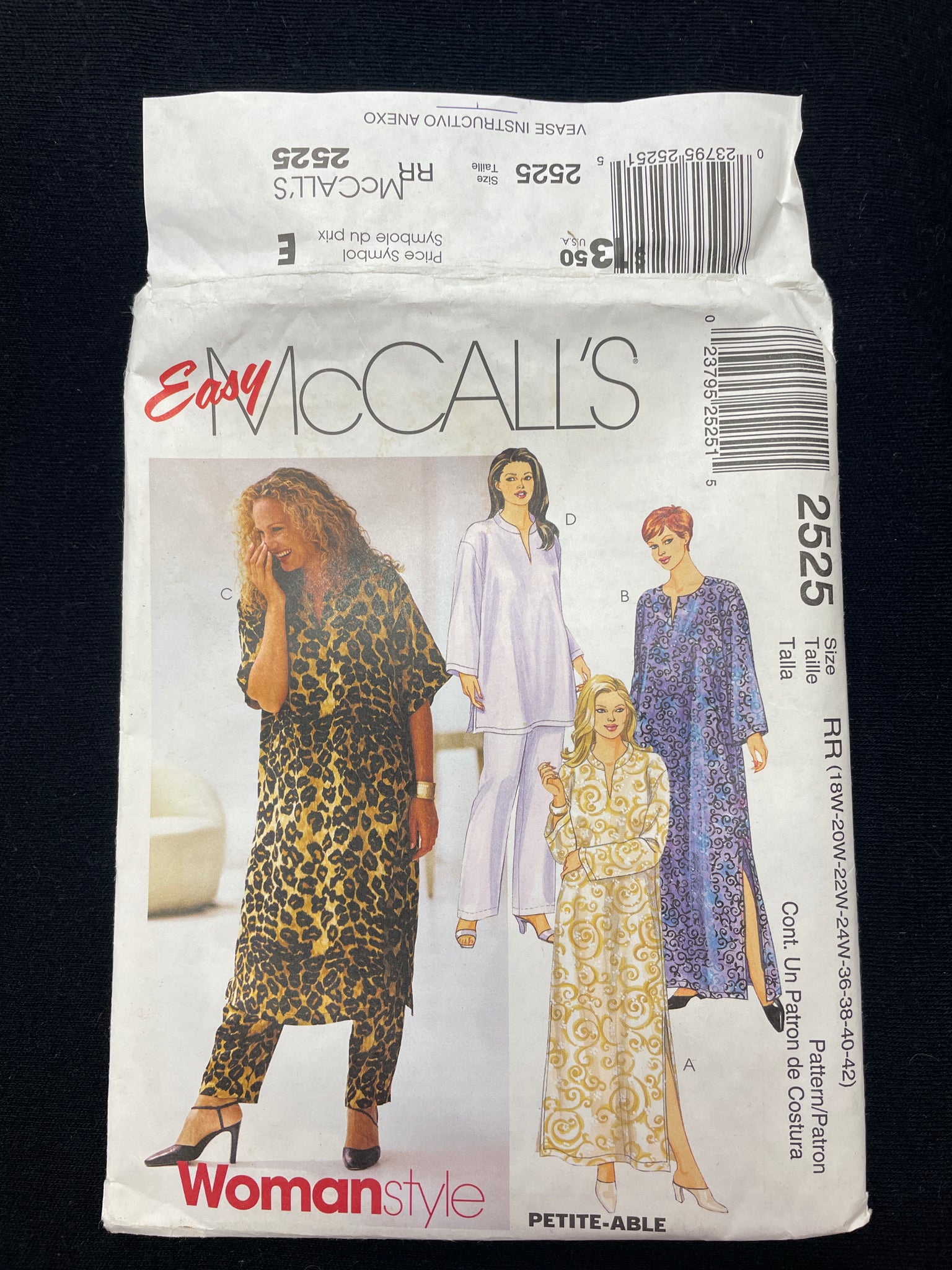 1999 McCall's 2525 Sewing Pattern - Adult Caftans and Pants FACTORY FOLDED
