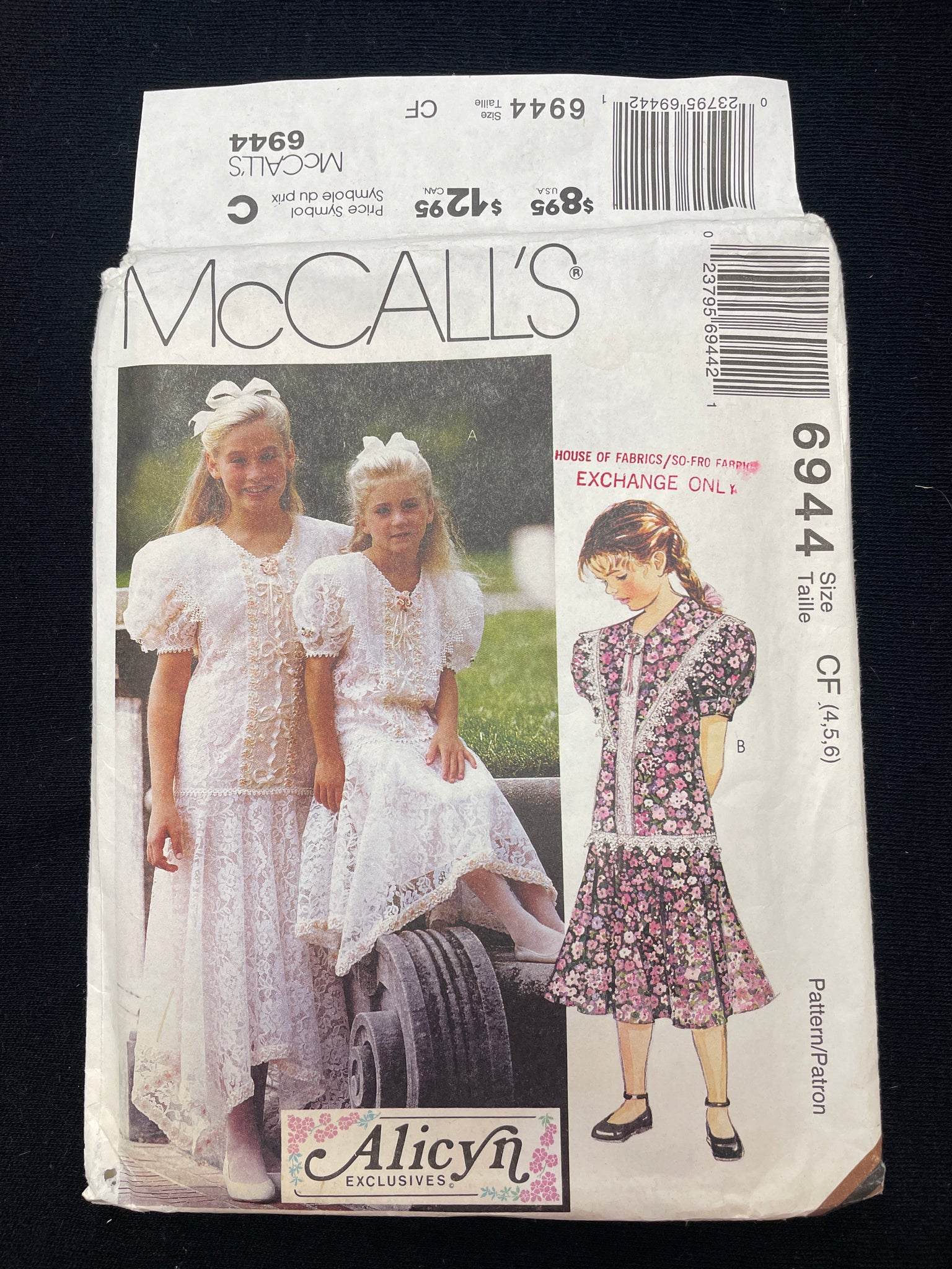 1994 McCall's 6944 Sewing Pattern - Child's Dress FACTORY FOLDED