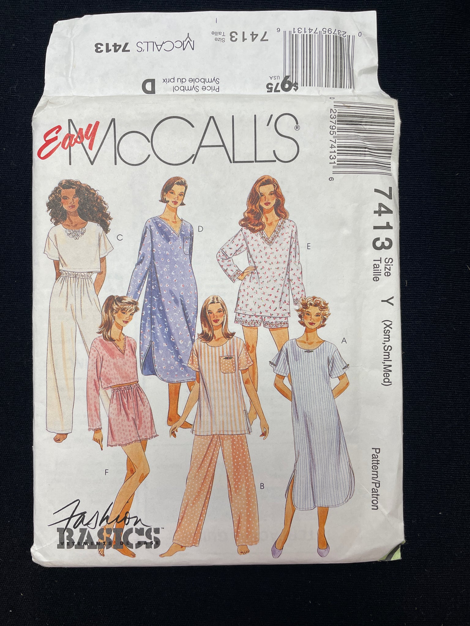 1994 McCall's 7413 Sewing Pattern - Adult Nightgowns and Pajamas FACTORY FOLDED