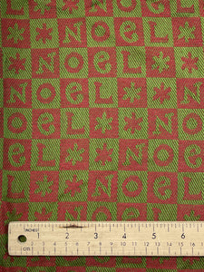 2 7/8 YD Cotton Double Weave Twill - Green and Red with "Noel"