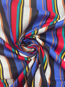 Cotton with Printed Stripes Vintage - Multi Bright Stripes