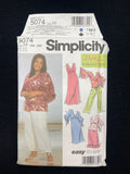 2004 Simplicity 5074 Sewing Pattern - Adult Dresses, Tops, Shorts and Pants FACTORY FOLDED