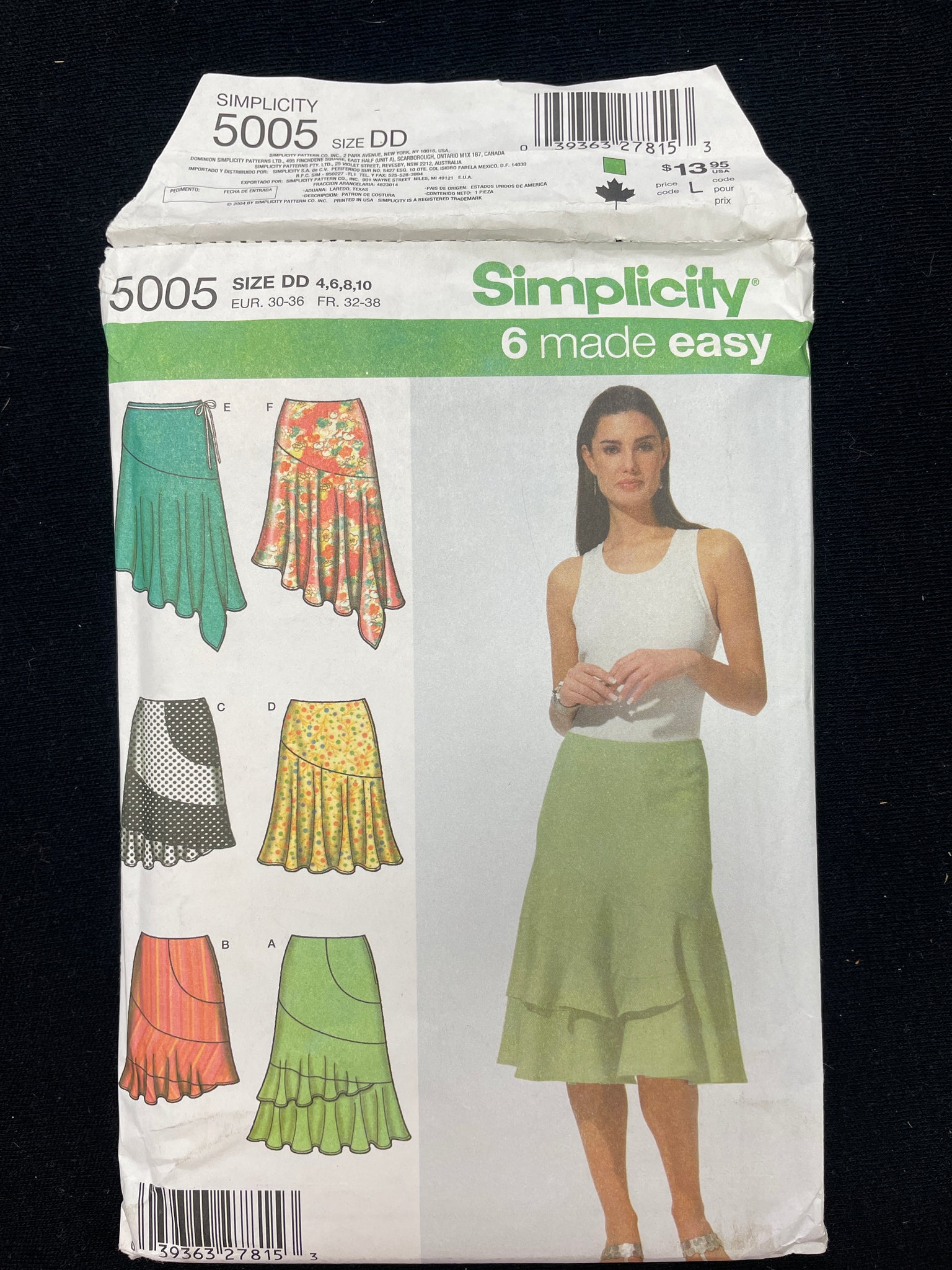 2004 Simplicity 5005 Sewing Pattern - Adult Skirts FACTORY FOLDED