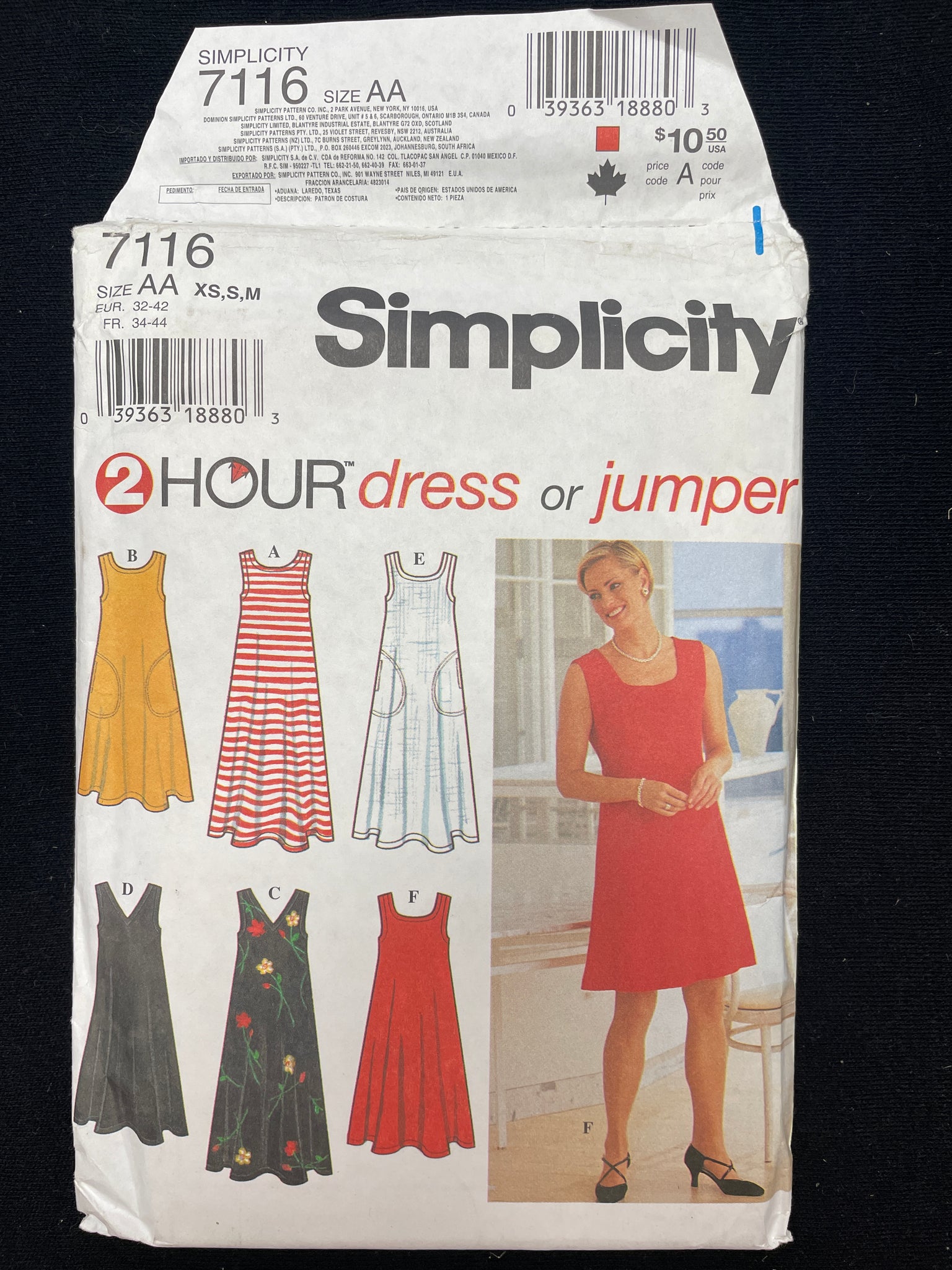 1996 Simplicity 7116 Sewing Pattern - Adult Dresses FACTORY FOLDED