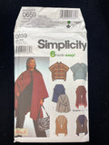 2000 Simplicity 0659 Sewing Pattern - Adult Ponchos and Wraps FACTORY FOLDED