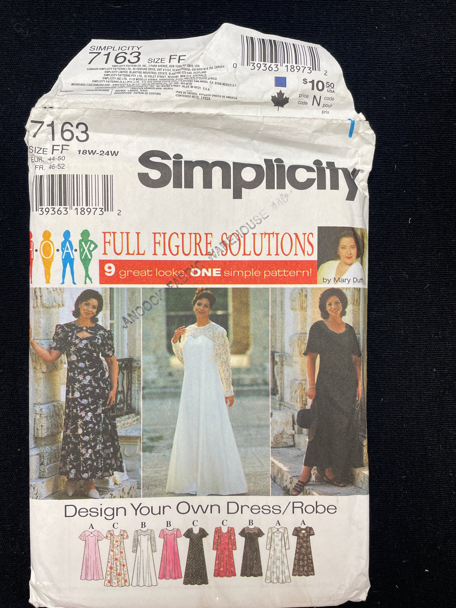1996 Simplicity 7163 Sewing Pattern - Adult Dresses FACTORY FOLDED