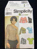 2001 Simplicity 7013 Sewing Pattern - Adult Tops FACTORY FOLDED