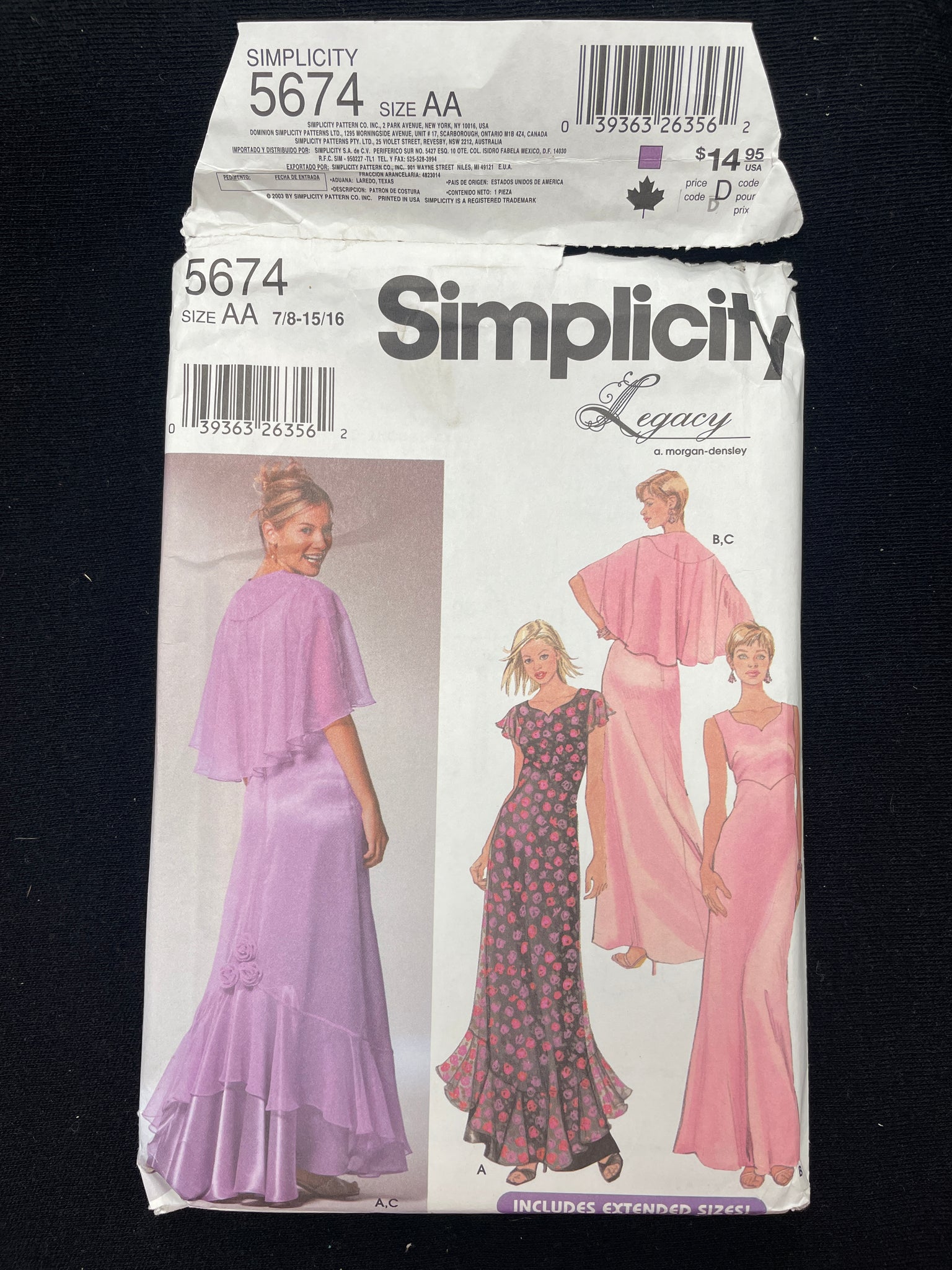2003 Simplicity 5674 Sewing Pattern - Junior's Dresses FACTORY FOLDED