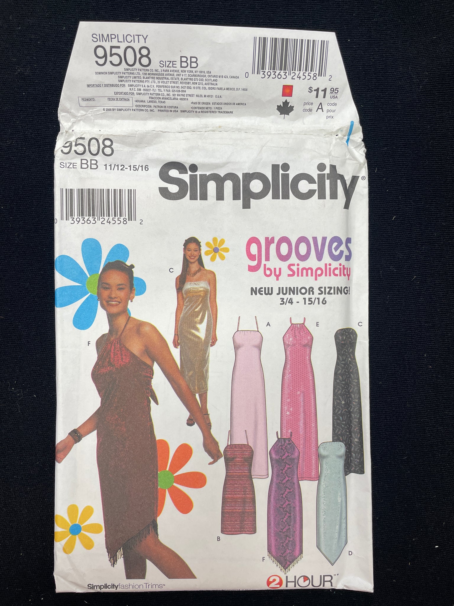 2000 Simplicity 9508 Sewing Pattern - Junior's Dresses FACTORY FOLDED