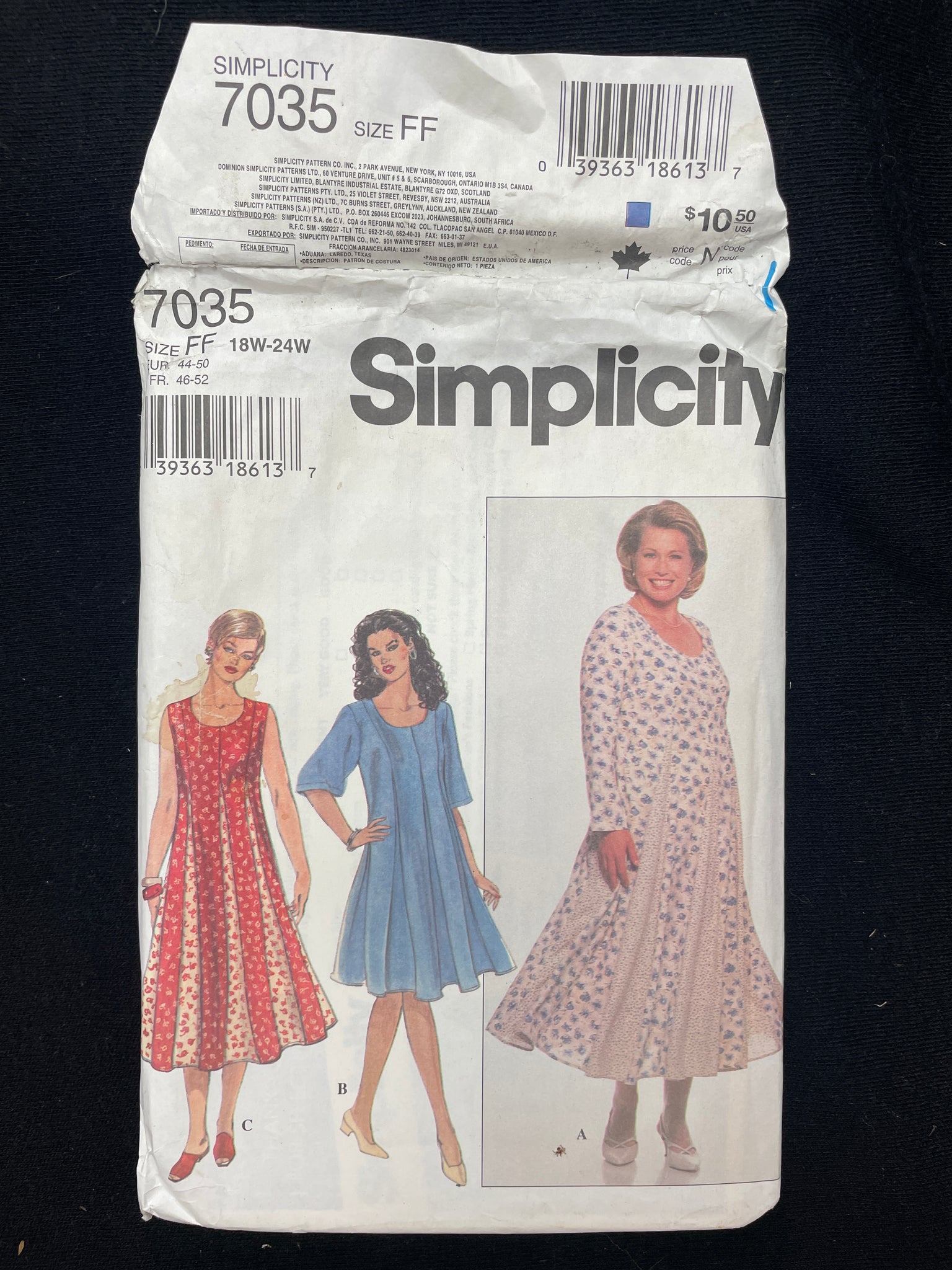 1996 Simplicity 7035 Sewing Pattern - Adult Dresses FACTORY FOLDED