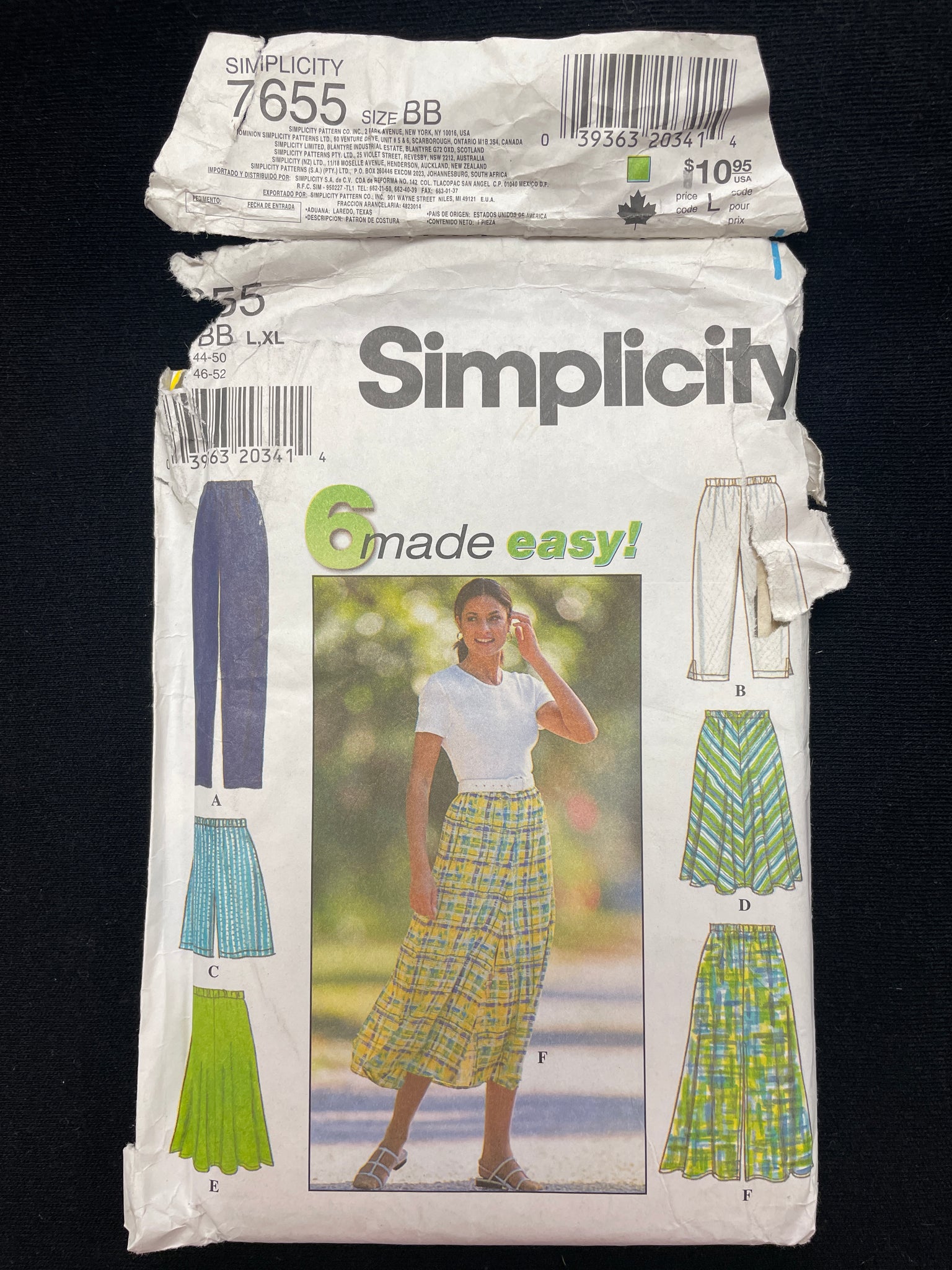 1997 Simplicity 7655 Sewing Pattern - Adult Skirts, Pants and Shorts FACTORY FOLDED