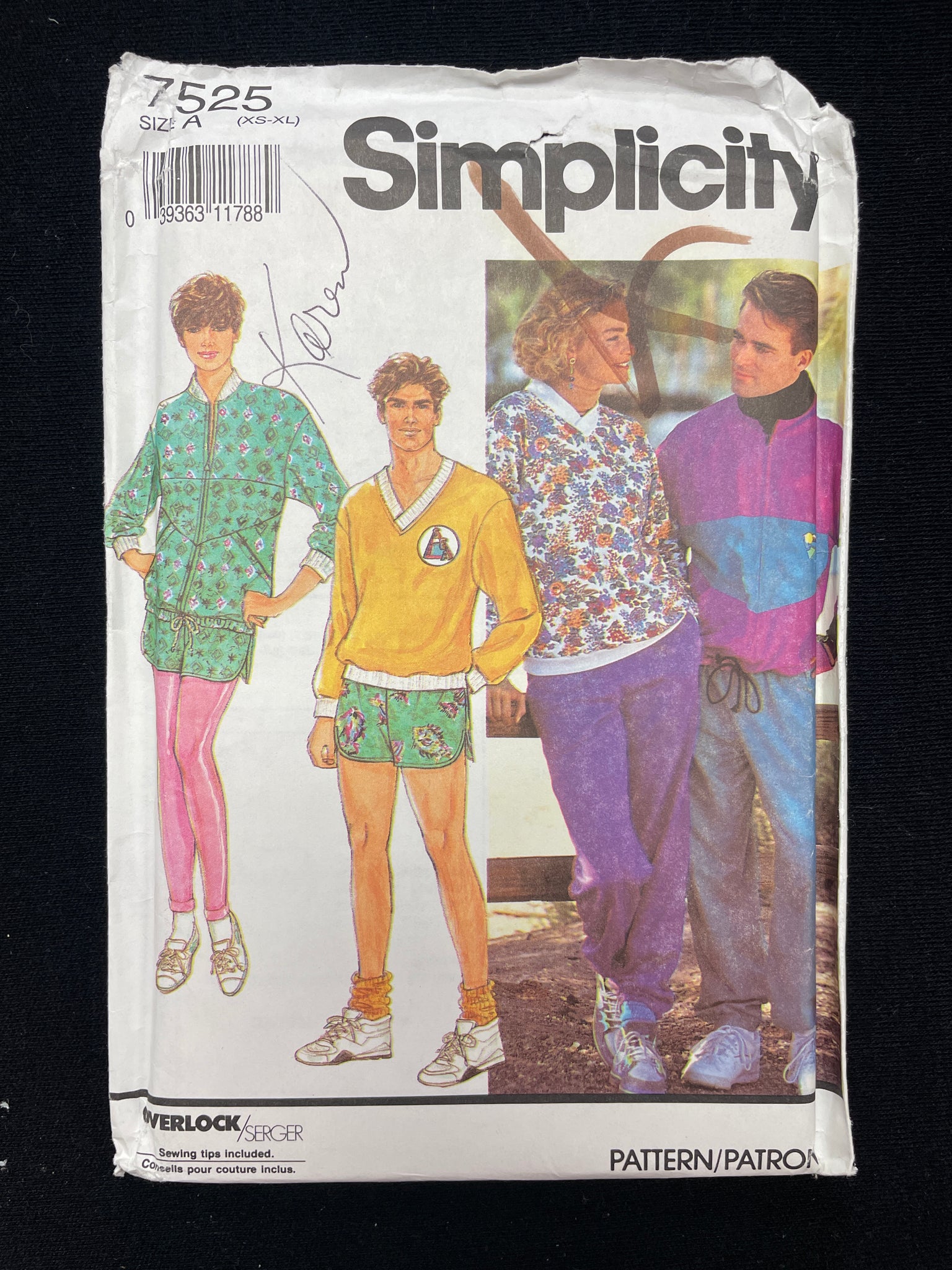 1991 Simplicity 7525 Sewing Pattern - Adult Pants, Shorts, Jacket and Knit Top FACTORY FOLDED