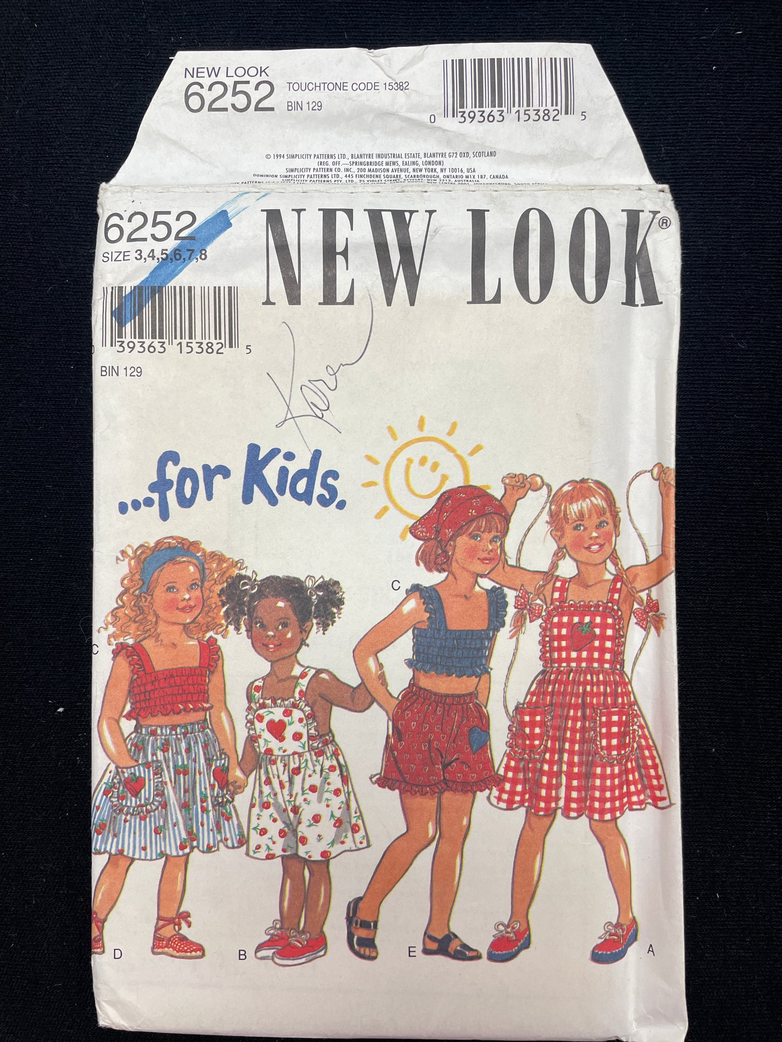 1994 See & Sew 3986 Sewing Pattern - Child's Dress, Shorts, Top, Skirt and Pants FACTORY FOLDED