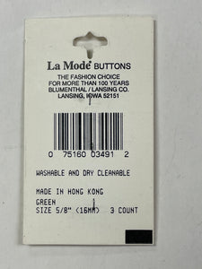 SALE Buttons Plastic Set of 3 - Green