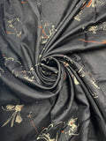 2 YD Polyester - Brushstroke Flowers on Black