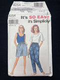 1992 Simplicity 8254 Sewing Pattern - Adult Tops, Shorts and Pants FACTORY FOLDED