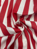 4 YD Poly/Cotton Printed Stripe - Red and White