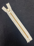 Zipper 5.5" - Cream with Brass Teeth