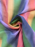 Cotton/Poly Voile Vintage - Multi Colored Printed Stripes