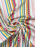 Cotton Flannel - White with Squiggly Stripes