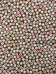 3 YD Cotton Flannel - Brown with Polka Dots in Off White and Pinks
