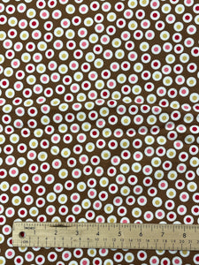 3 YD Cotton Flannel - Brown with Polka Dots in Off White and Pinks