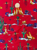Cotton Vintage - Coyotes & Cactus on Red