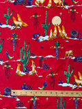 Cotton Vintage - Coyotes & Cactus on Red