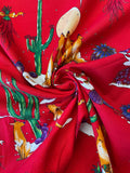 Cotton Vintage - Coyotes & Cactus on Red