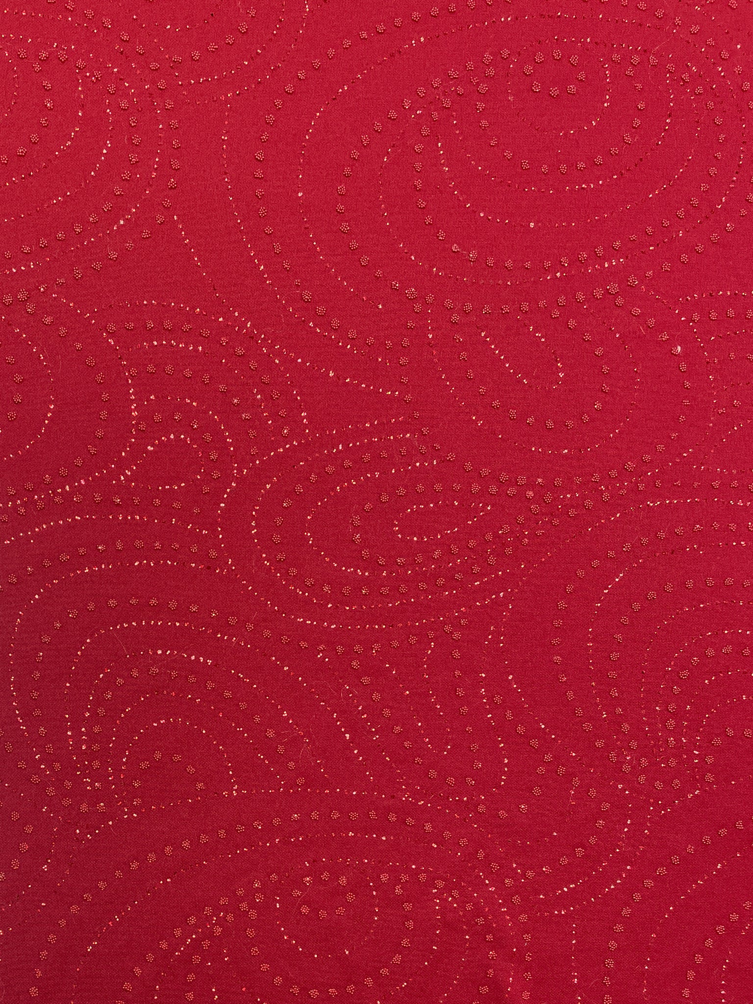 1 3/8 Nylon Knit - Red with Red Swirls of Glitter and Sparkle