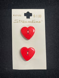 Buttons Plastic Set of 2 Vintage - Red Hearts