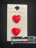 Buttons Plastic Set of 2 Vintage - Red Hearts