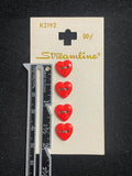 Buttons Plastic Set of 4 Vintage - Red Hearts