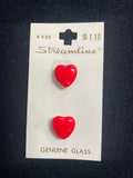 Buttons Plastic Set of 2 Vintage - Red Hearts