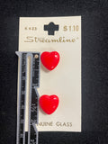 Buttons Plastic Set of 2 Vintage - Red Hearts