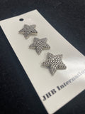 Buttons Plastic Set of 3 Vintage - Silver-Toned Stars with Tiny Dots