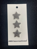 Buttons Plastic Set of 3 Vintage - Silver-Toned Stars with Tiny Dots