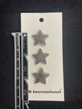 Buttons Plastic Set of 3 Vintage - Silver-Toned Stars with Tiny Dots