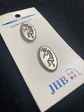 Buttons Metal Set of 2 Vintage - Pewter-Tone with Human Figure