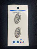 Buttons Metal Set of 2 Vintage - Pewter-Tone with Human Figure